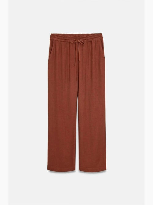 Pantaloni da donna in tessuto a gamba larga con vita con coulisse dilvin - Kiabi