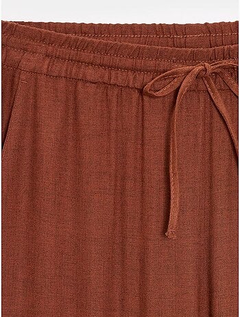 Pantaloni da donna in tessuto a gamba larga con vita con coulisse