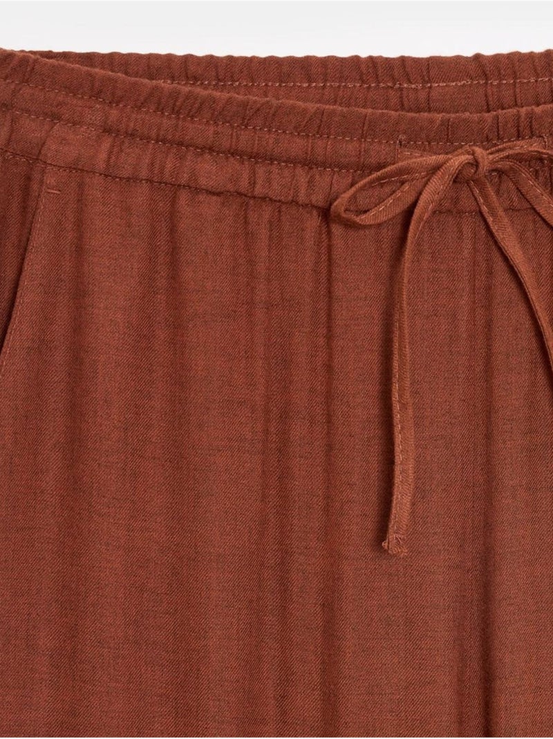 Pantaloni da donna in tessuto a gamba larga con vita con coulisse Terracotta - Kiabi