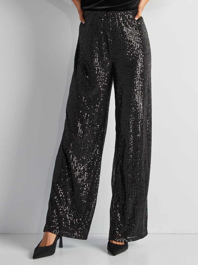 Pantaloni da festa con paillettes NERO - Kiabi