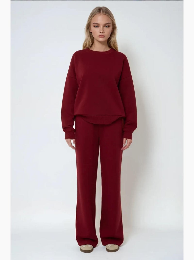 Pantaloni da jogging a gamba larga con coulisse in vita hiccup Rosso bordeaux - Kiabi