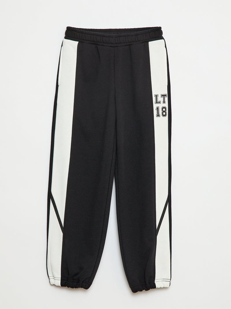 Pantaloni da jogging con bande a contrasto Nero - Kiabi