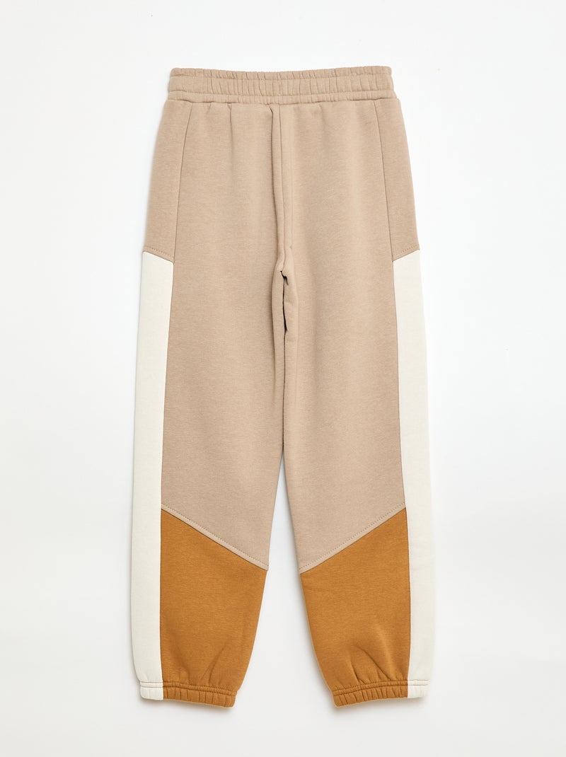 Pantaloni da jogging in felpa color block Beige - Kiabi