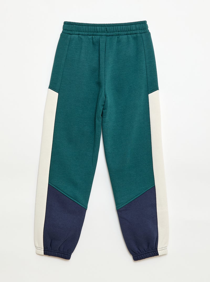 Pantaloni da jogging in felpa color block Verde - Kiabi