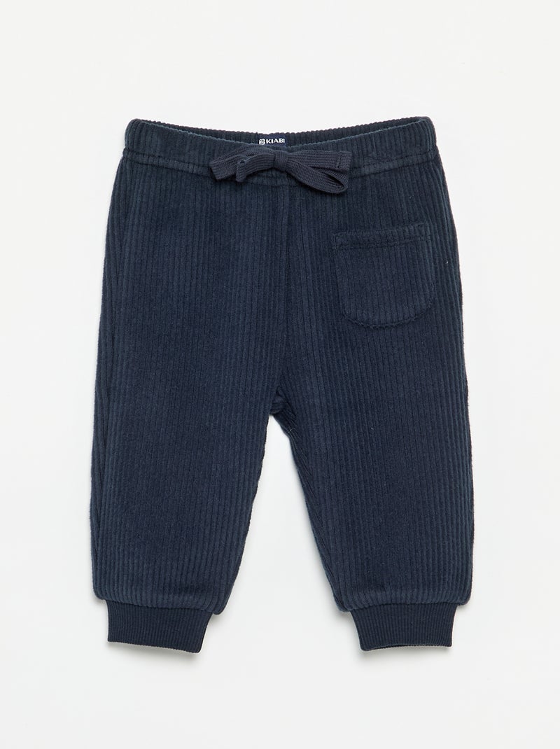 Pantaloni da jogging in maglia a costine Blu - Kiabi