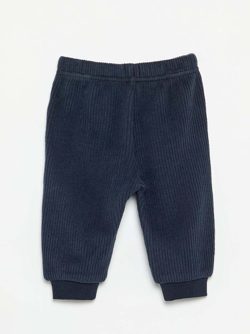 Pantaloni da jogging in maglia a costine Blu - Kiabi