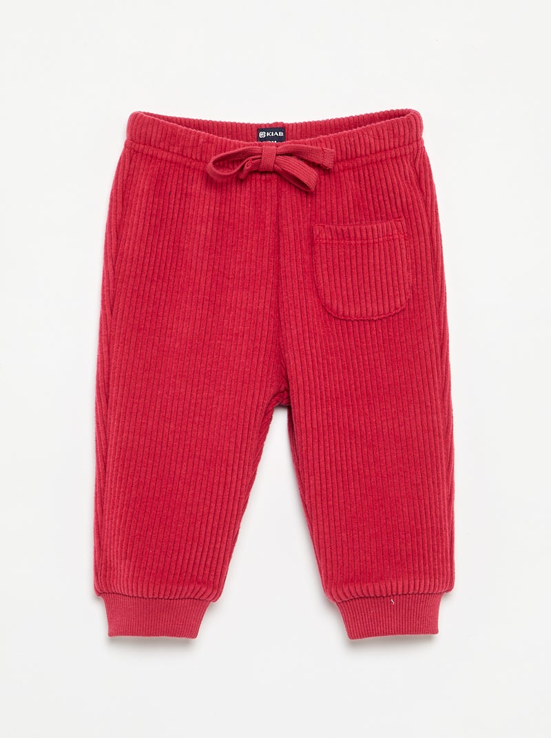 Pantaloni da jogging in maglia a costine Rosso - Kiabi