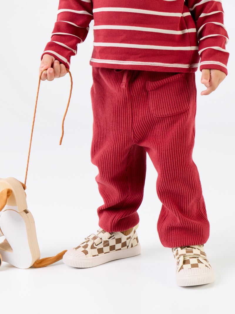 Pantaloni da jogging in maglia a costine Rosso - Kiabi
