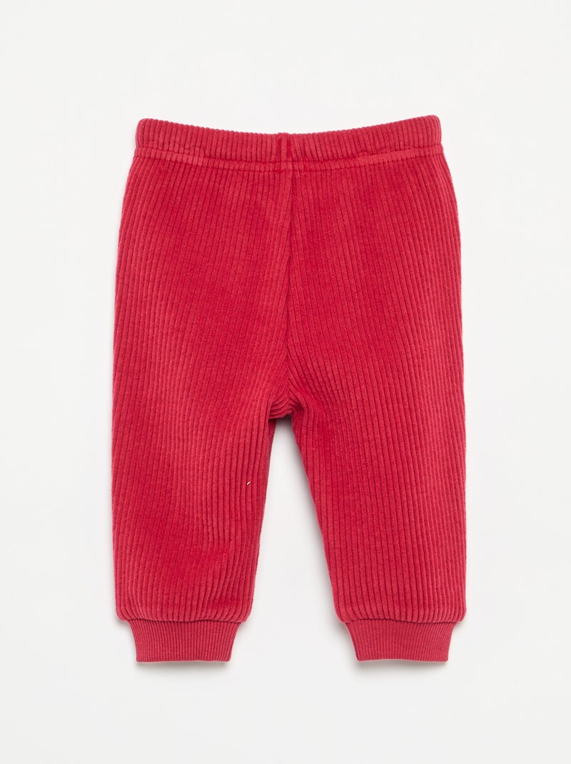 Pantaloni da jogging in maglia a costine Rosso - Kiabi