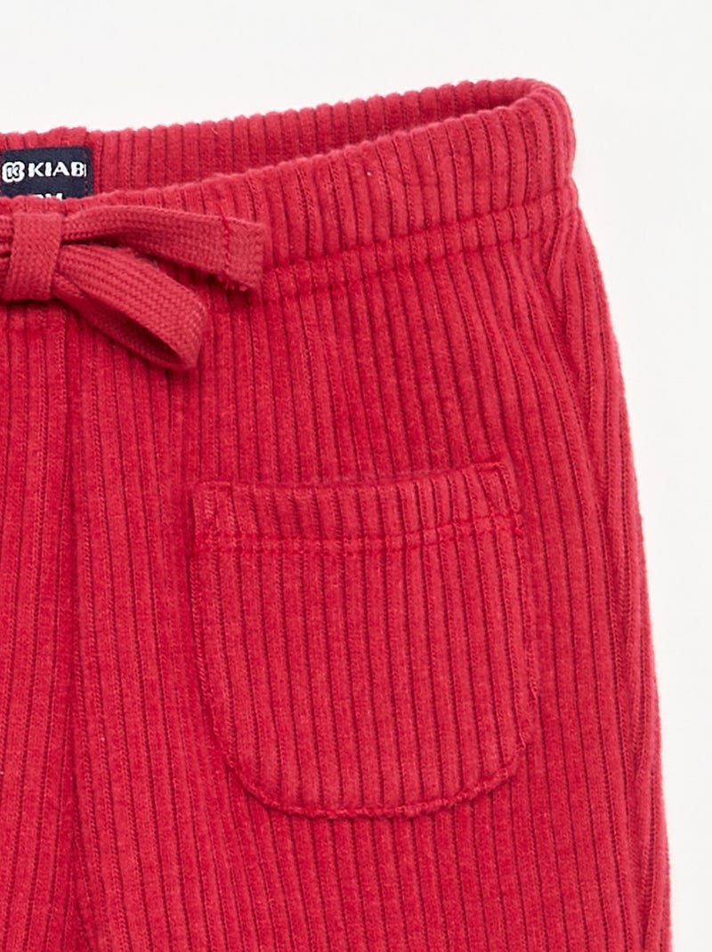 Pantaloni da jogging in maglia a costine Rosso - Kiabi