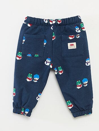 Pantaloni da jogging in pile di cotone con stampa natalizia all-over