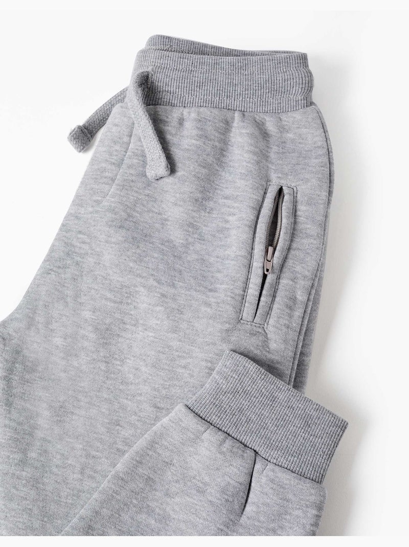Pantaloni da jogging spazzolati con coulisse e tasche Grigio chiaro - Kiabi