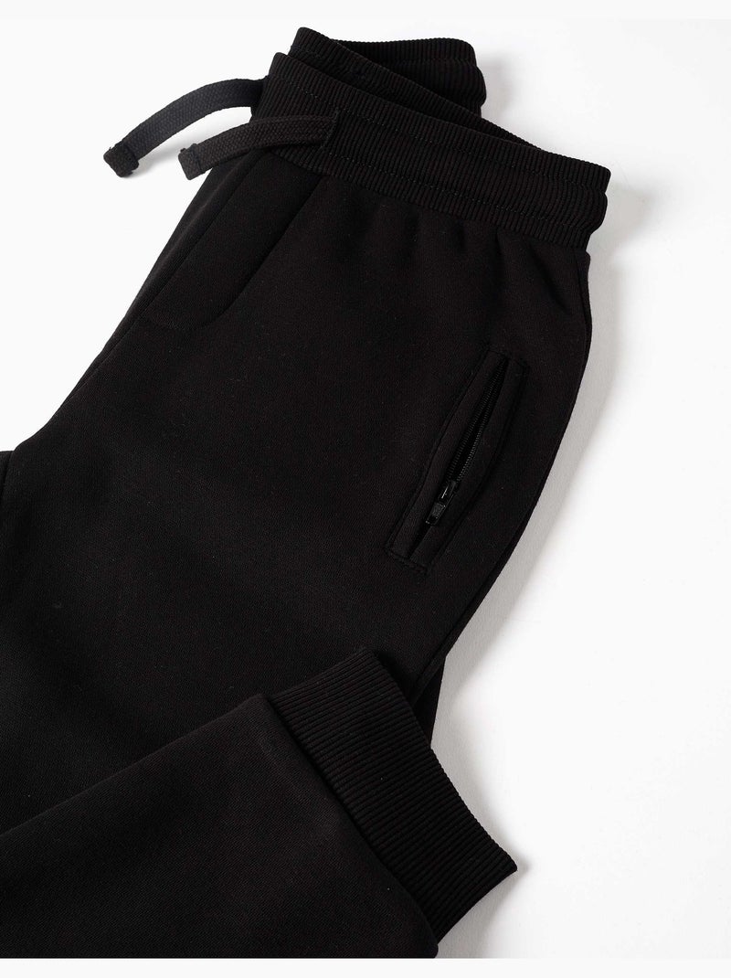 Pantaloni da jogging spazzolati con coulisse e tasche Nero Nero - Kiabi