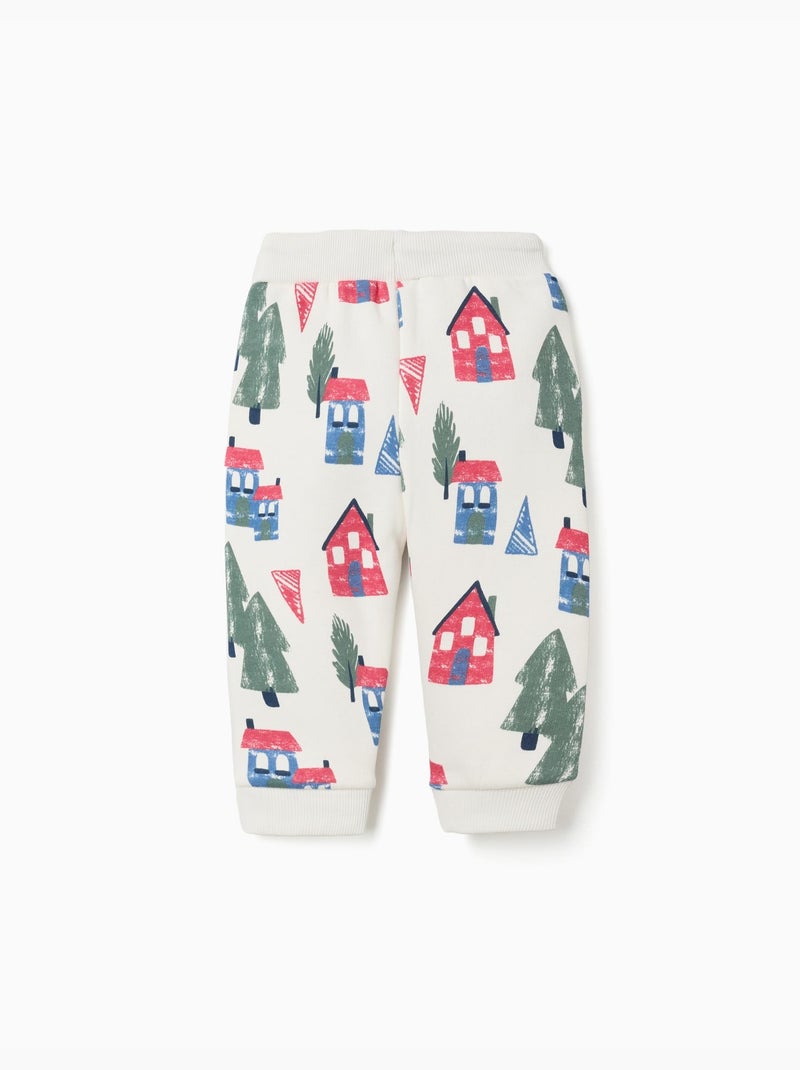 Pantaloni da jogging spazzolati con stampa di casa e albero Bianco - Kiabi