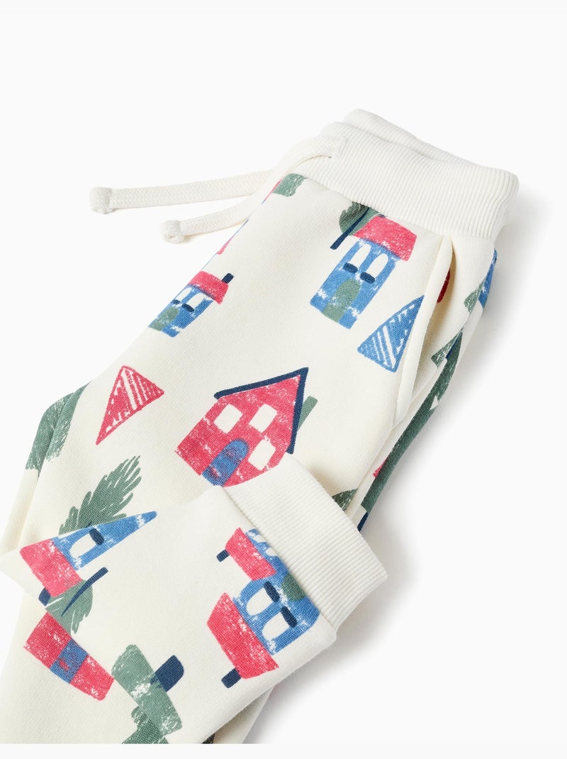 Pantaloni da jogging spazzolati con stampa di casa e albero Bianco - Kiabi