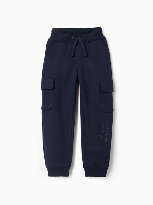 Pantaloni da jogging spazzolati con tasche cargo e stampa - Kiabi
