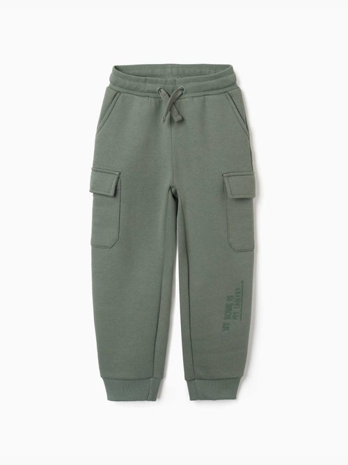 Pantaloni da jogging spazzolati con tasche cargo e stampa - Kiabi