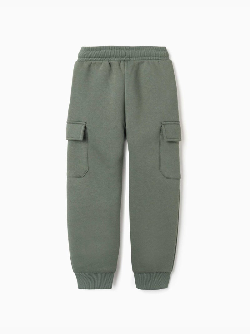 Pantaloni da jogging spazzolati con tasche cargo e stampa Verde scuro - Kiabi