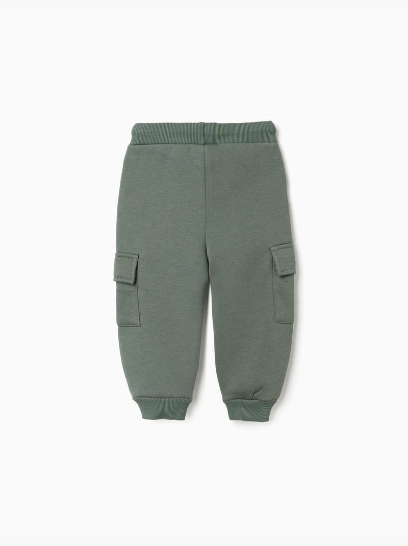 Pantaloni da jogging spazzolati con tasche cargo e stampa Verde scuro - Kiabi