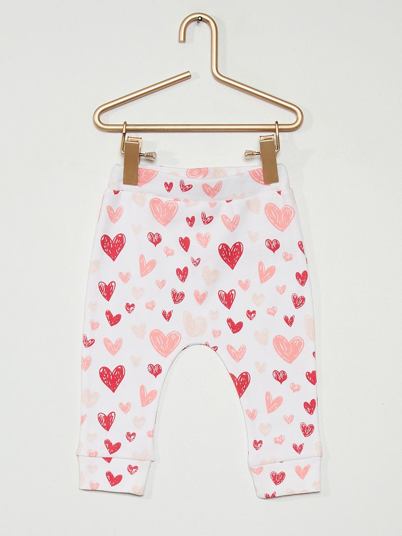 Pantaloni da neonato con stampa cuore bianco/rosa - Kiabi
