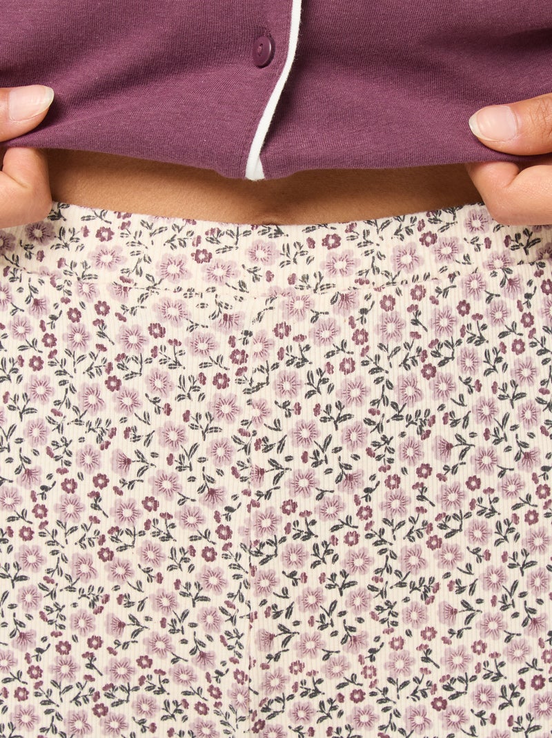 Pantaloni da notte a coste Bianco - Kiabi