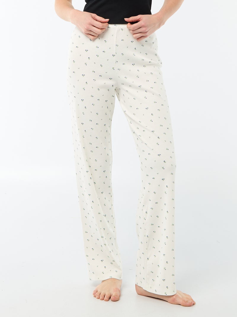 Pantaloni da notte a coste Bianco - Kiabi