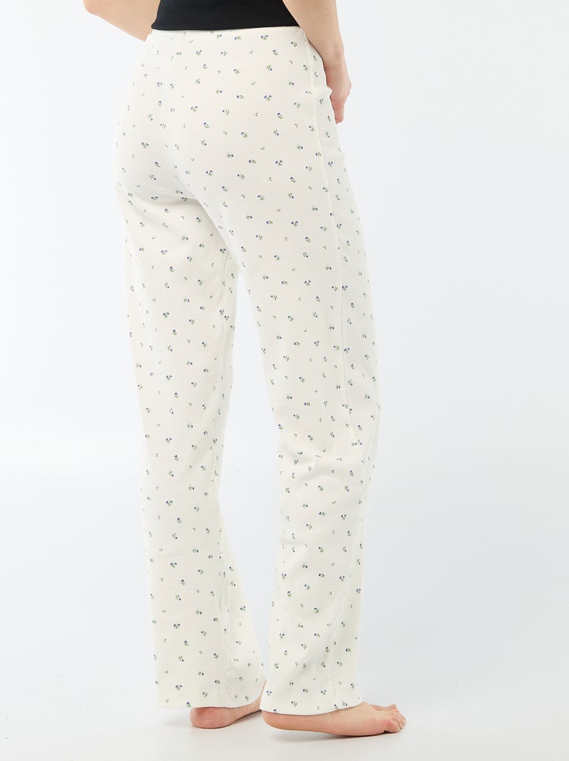 Pantaloni da notte a coste Bianco - Kiabi