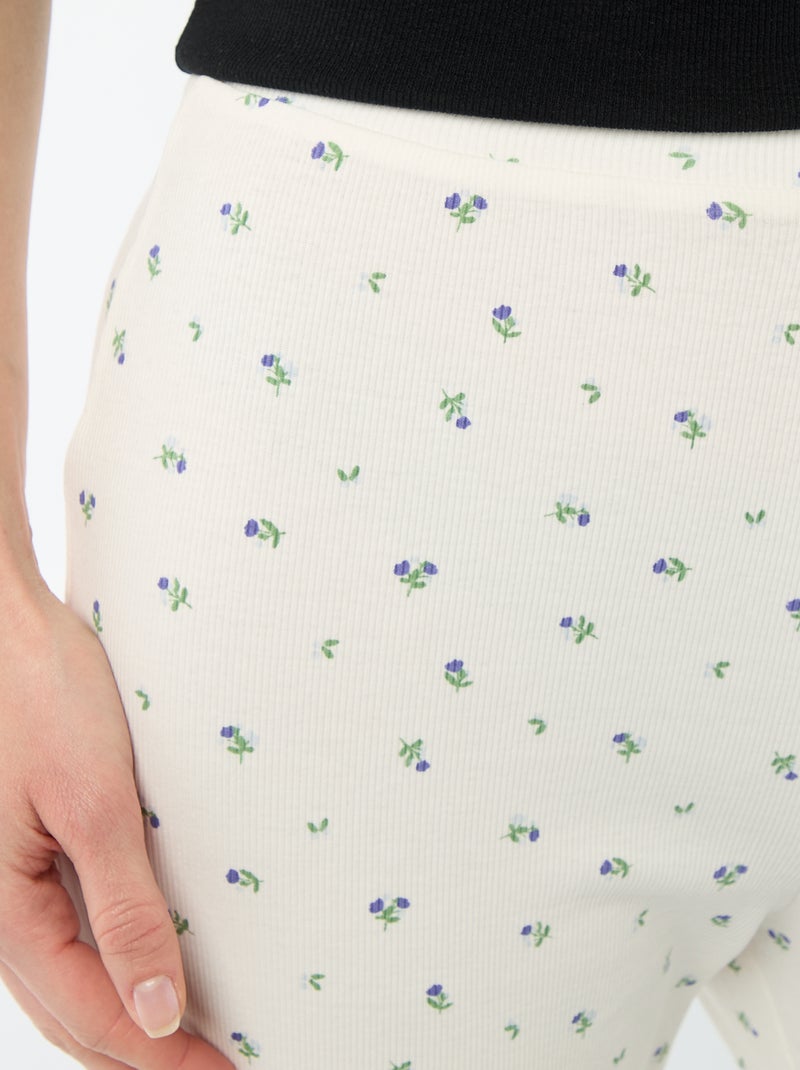 Pantaloni da notte a coste Bianco - Kiabi