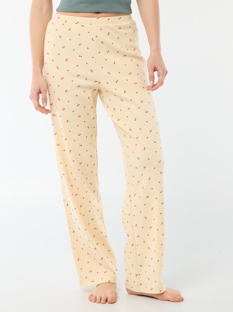 Pantaloni da notte a coste Giallo - Kiabi