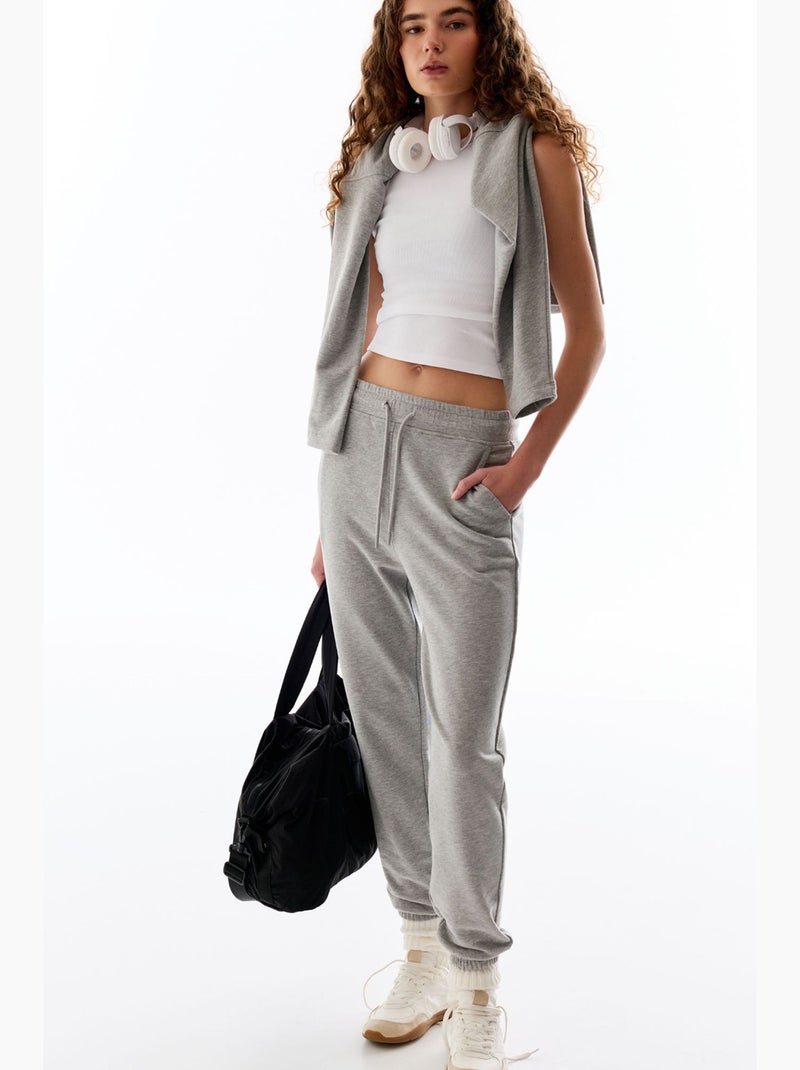 Pantaloni da tuta a vita alta con fondo elasticizzato penti Grigio chiaro - Kiabi