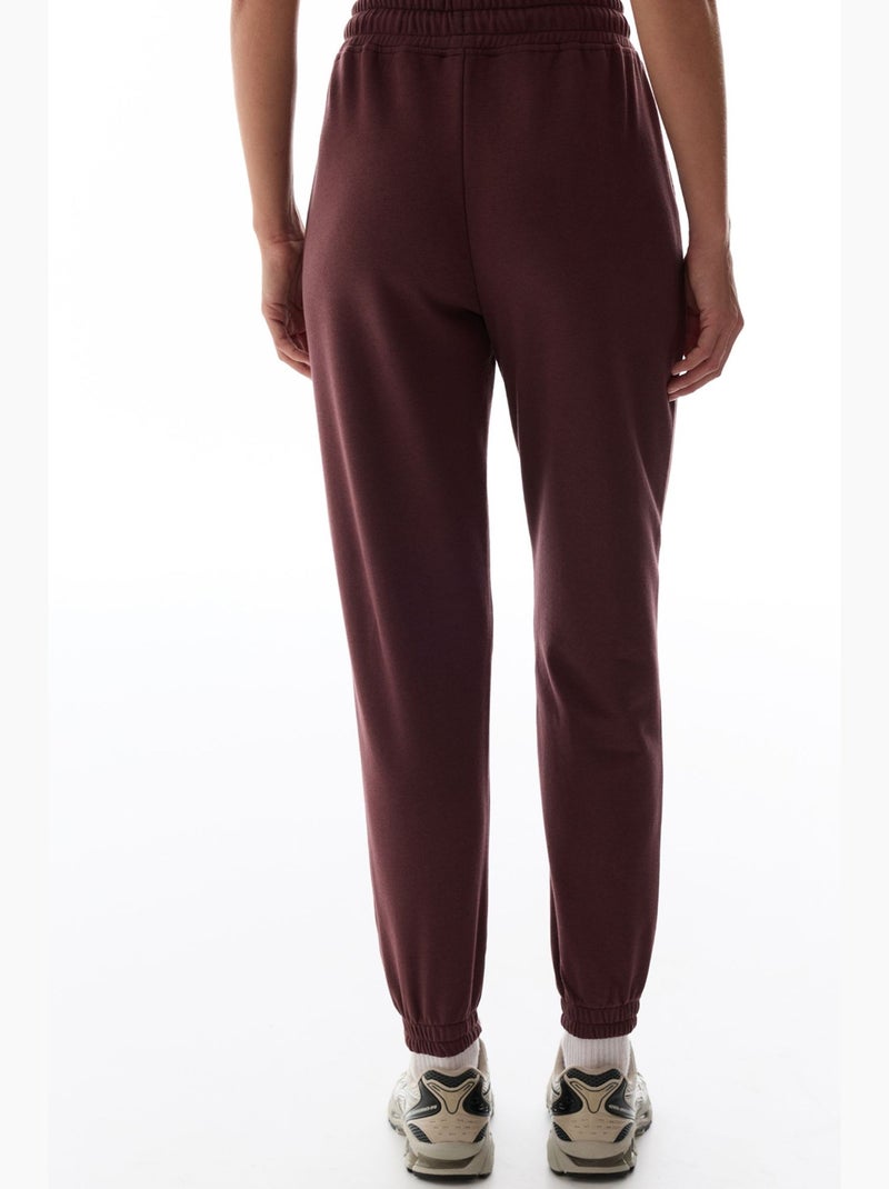 Pantaloni da tuta a vita alta con polsini elastici penti Rosso bordeaux - Kiabi