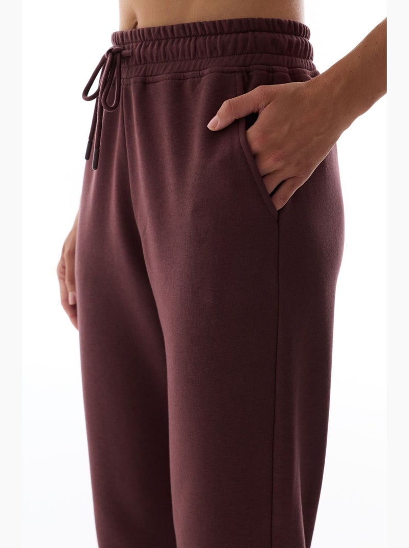 Pantaloni da tuta a vita alta con polsini elastici penti Rosso bordeaux - Kiabi