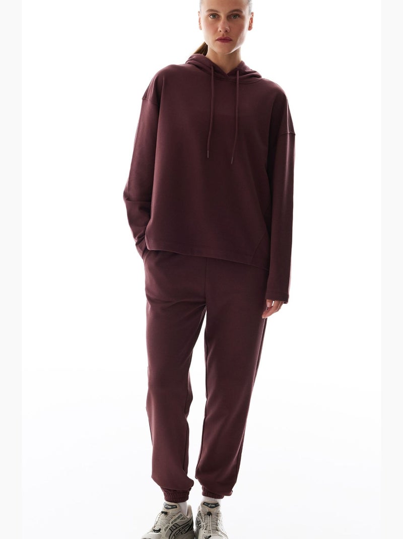 Pantaloni da tuta a vita alta con polsini elastici penti Rosso bordeaux - Kiabi