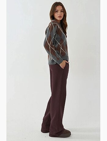 Pantaloni da tuta da donna a gamba larga in misto cotone hiccup