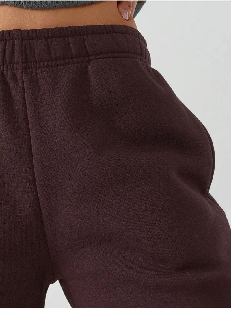 Pantaloni da tuta da donna a gamba larga in misto cotone hiccup Rosso bordeaux - Kiabi