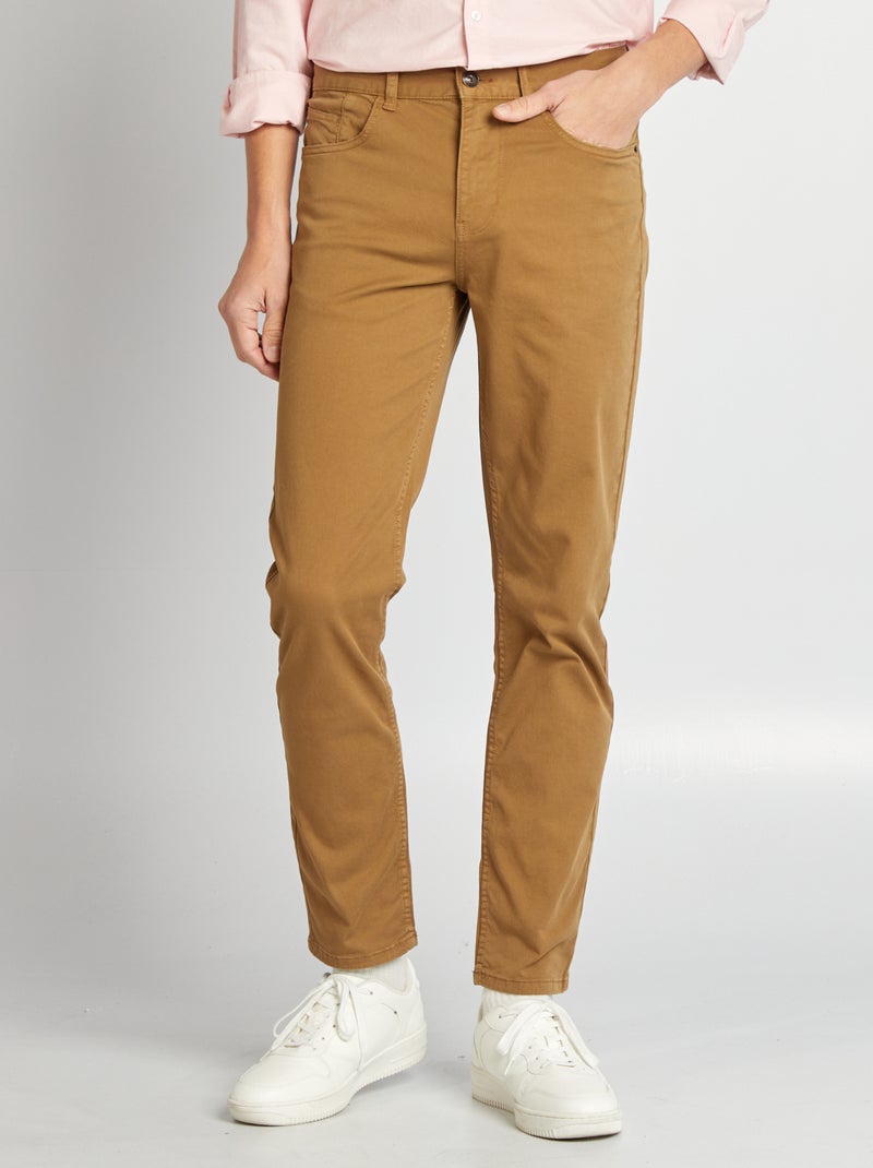 Pantaloni da uomo slim fit a 5 tasche marrone - Kiabi