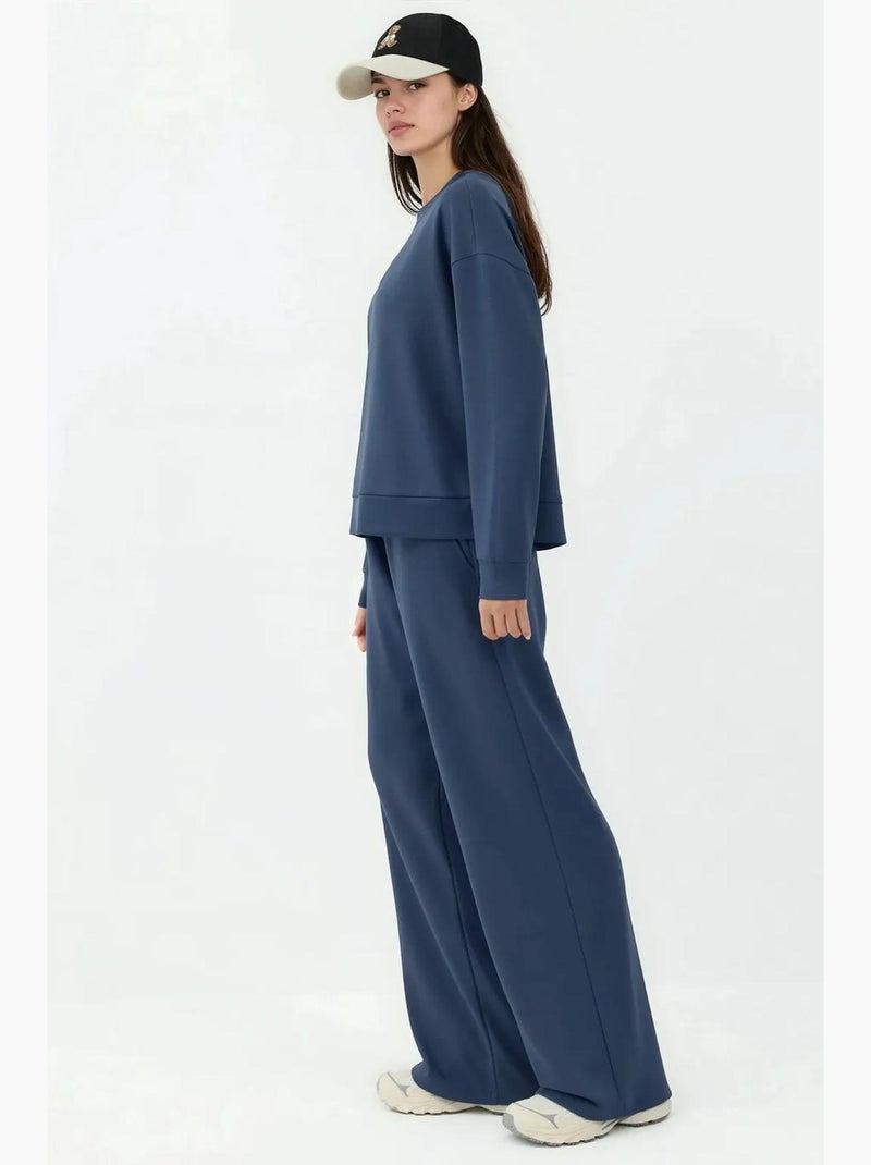 Pantaloni della tuta a gamba ampia in modal soft touch hiccup Blu laguna - Kiabi