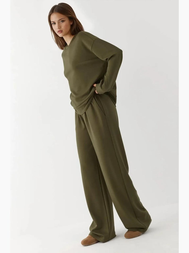 Pantaloni della tuta a gamba ampia in modal soft touch hiccup Cachi - Kiabi