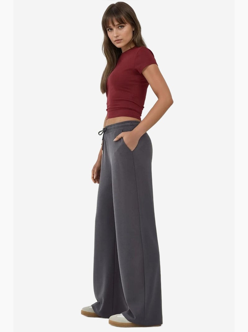 Pantaloni della tuta a gamba ampia in modal soft touch hiccup Grigio nero - Kiabi