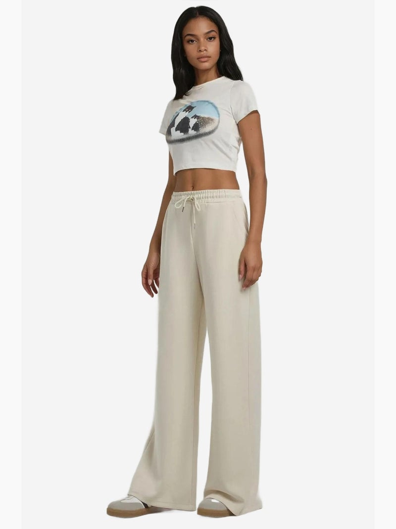 Pantaloni della tuta a gamba ampia in modal soft touch hiccup Sabbia - Kiabi
