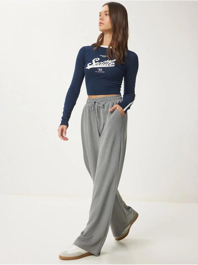 Pantaloni della tuta a gamba larga con vita a coulisse istanbul Grigio nero - Kiabi