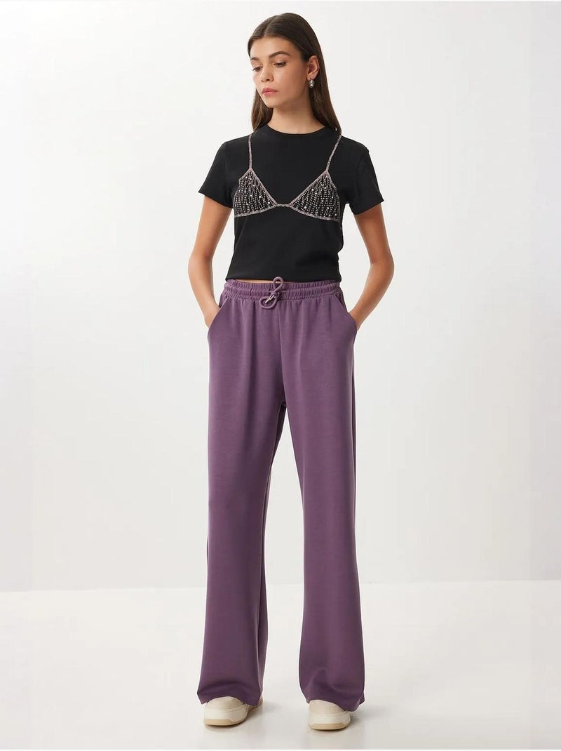 Pantaloni della tuta a gamba larga con vita a coulisse istanbul Malva - Kiabi