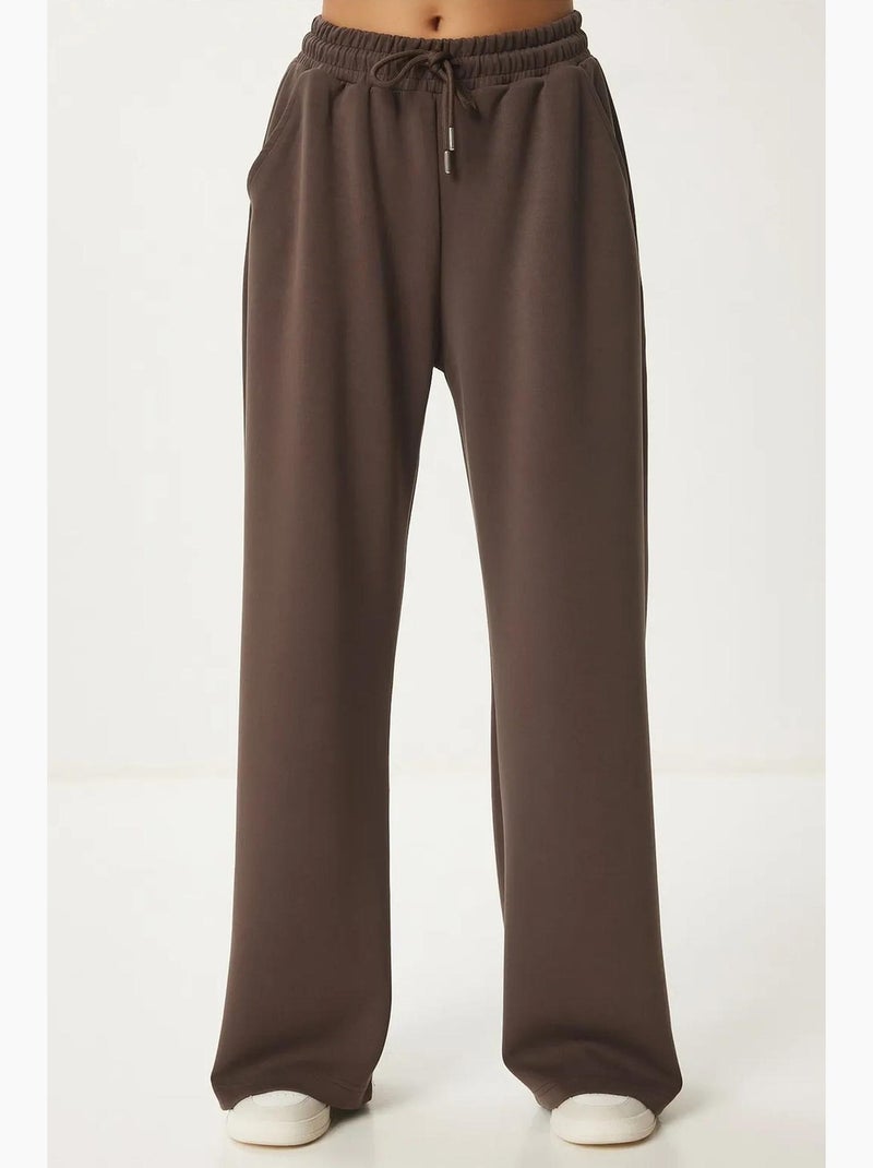 Pantaloni della tuta a gamba larga con vita a coulisse istanbul Marrone cioccolato - Kiabi