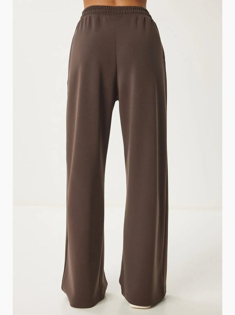 Pantaloni della tuta a gamba larga con vita a coulisse istanbul Marrone cioccolato - Kiabi