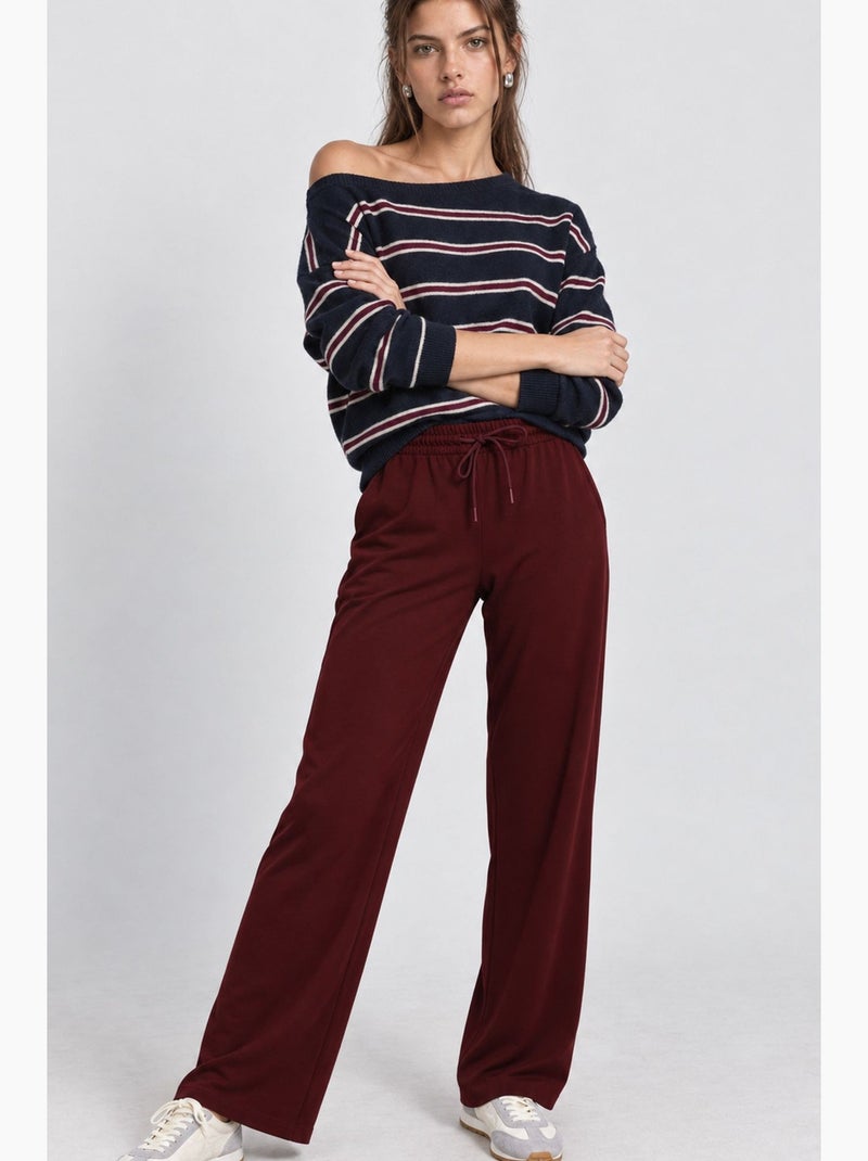 Pantaloni della tuta a gamba larga con vita a coulisse istanbul Rosso bordeaux - Kiabi