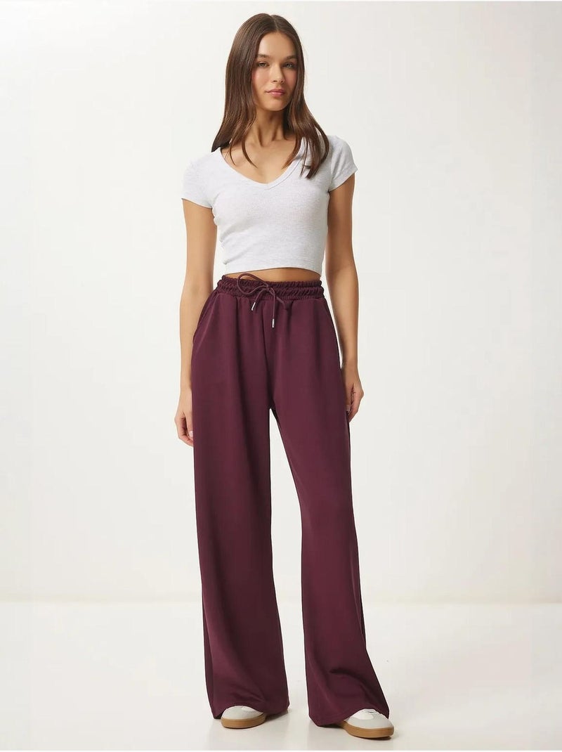 Pantaloni della tuta a gamba larga con vita a coulisse istanbul Rosso bordeaux - Kiabi
