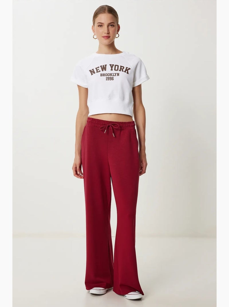 Pantaloni della tuta a gamba larga con vita a coulisse istanbul Rosso cashmere - Kiabi