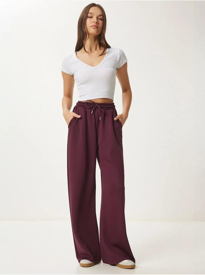 Pantaloni della tuta a gamba larga con vita a coulisse istanbul Rosso granata - Kiabi