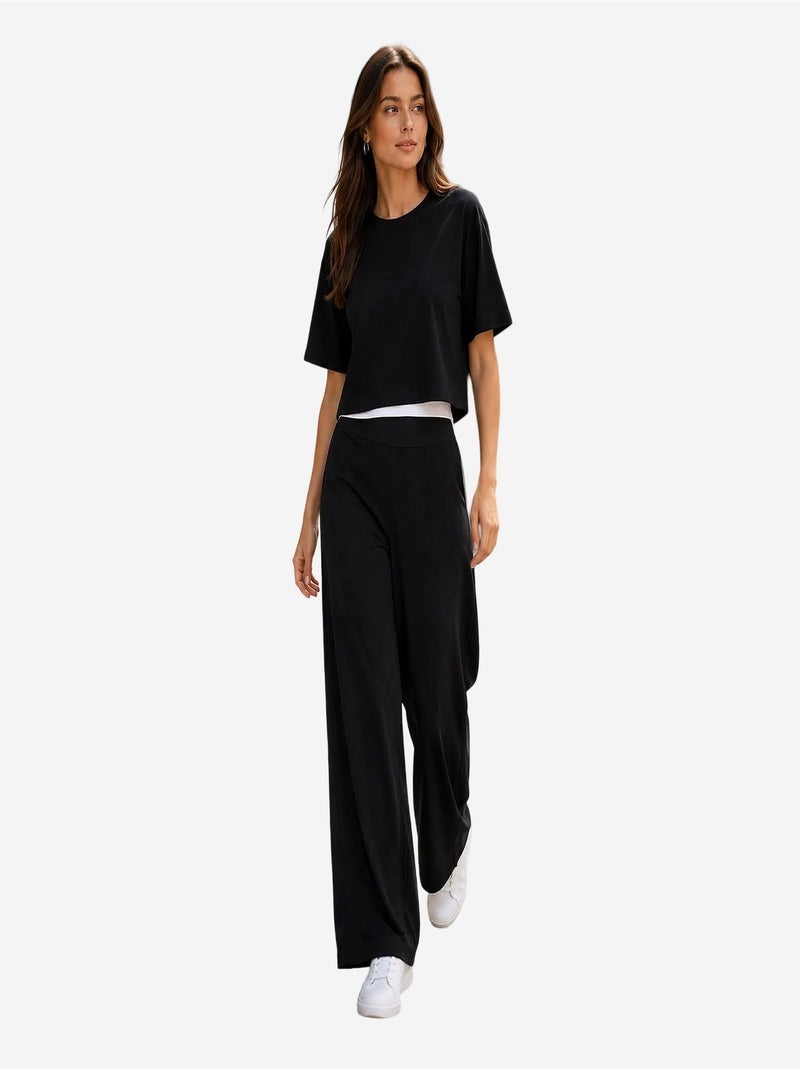 Pantaloni della tuta da donna in misto viscosa tommy Nero - Kiabi