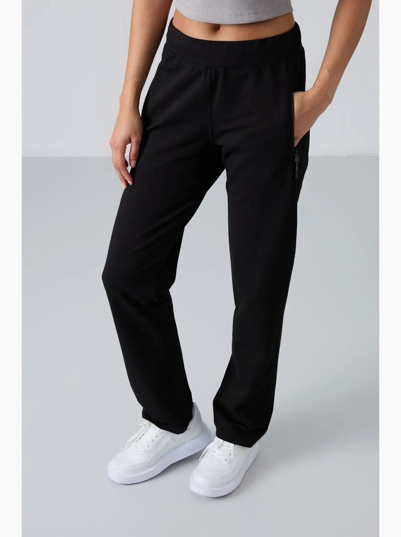 Pantaloni della tuta in felpa a gamba dritta da donna tommy Nero - Kiabi